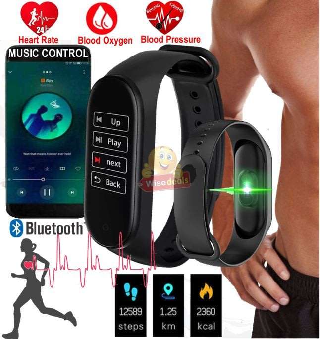 NEW MUSIC CONTROL Fitness Tracker Smart Watch, Monitor Heart Rate, Blood Pressure, Blood Oxygen
