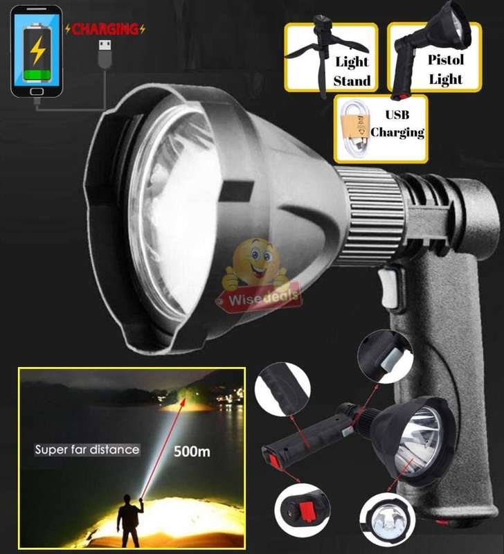 Super Far Distance 4000mAh LED Pistol Light, 3 Lighting Modes, USB Interface, Mobile Power Bank