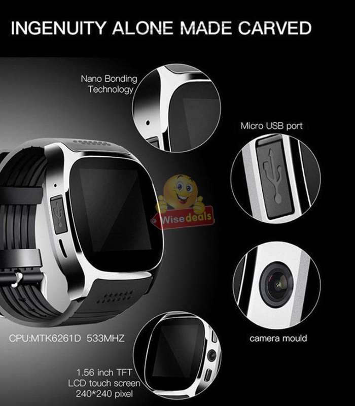 Military Quality Bluetooth Smart Watch with build-in Camera, Support SIM & SD Card, Pedometer & more