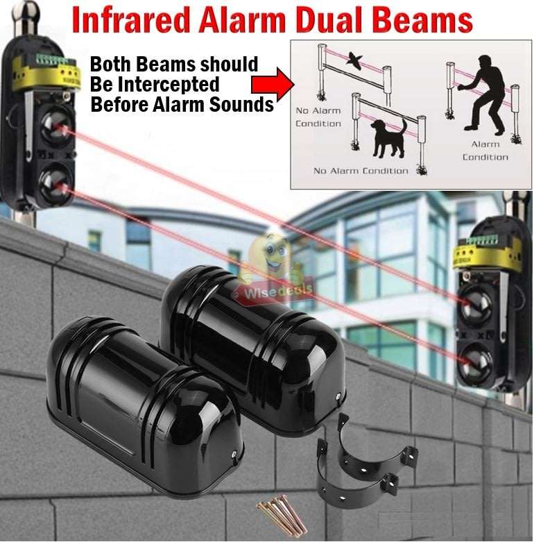 Infrared Alarm Intrusion Detector Twin Beam Sensor 100M Outdoor Perimeter Barrier