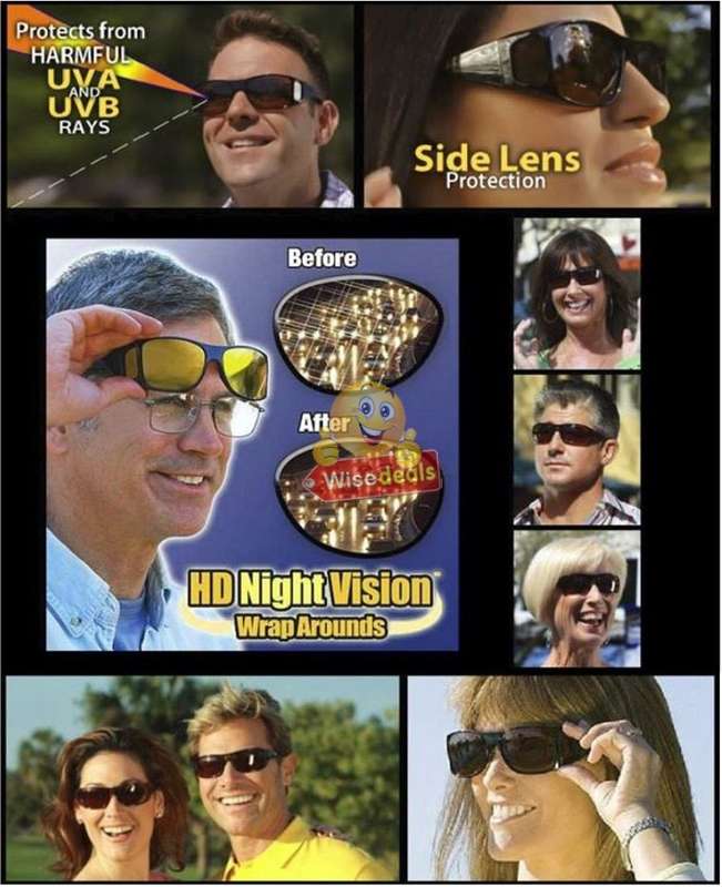 HD Vision Sunglasses, 1 pair for day and 1 pair for night - Fits Over Your Prescription Glasses