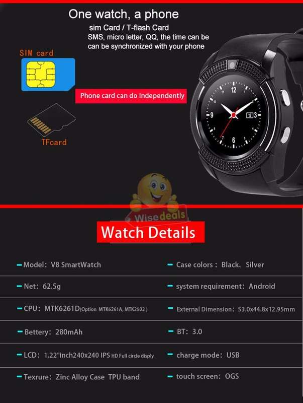 Professional Smart Watch Phone, SIM CARD, Bluetooth, Camera, Sleep Monitor, SD Card, Pedometer etc.
