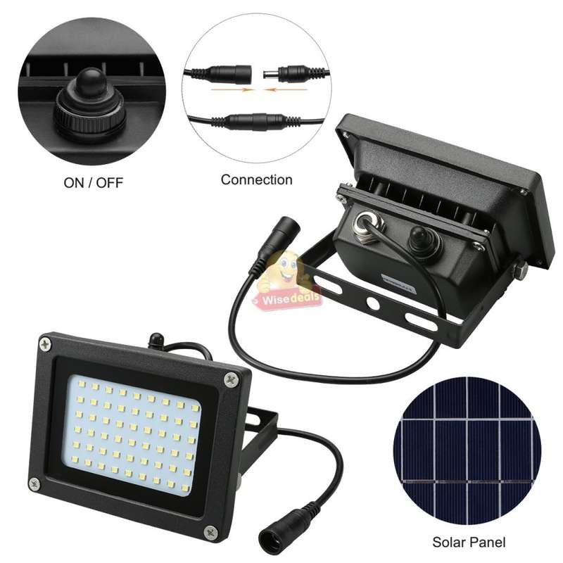 LED Solar Flood Light with 5 meter cable & Solar Panel