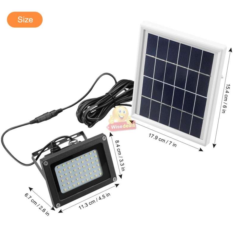 LED Solar Flood Light with 5 meter cable & Solar Panel