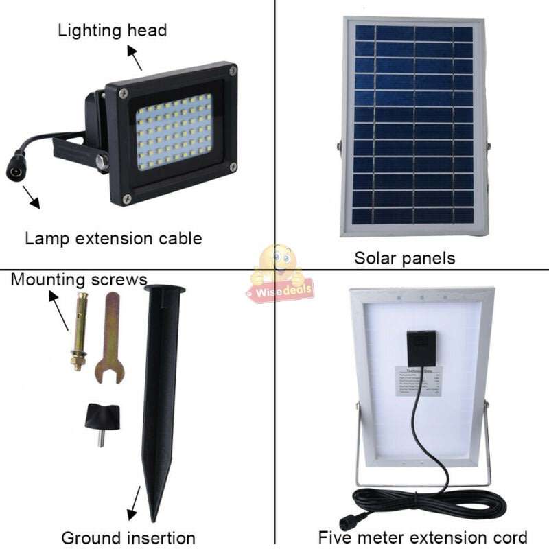 LED Solar Flood Light with 5 meter cable & Solar Panel