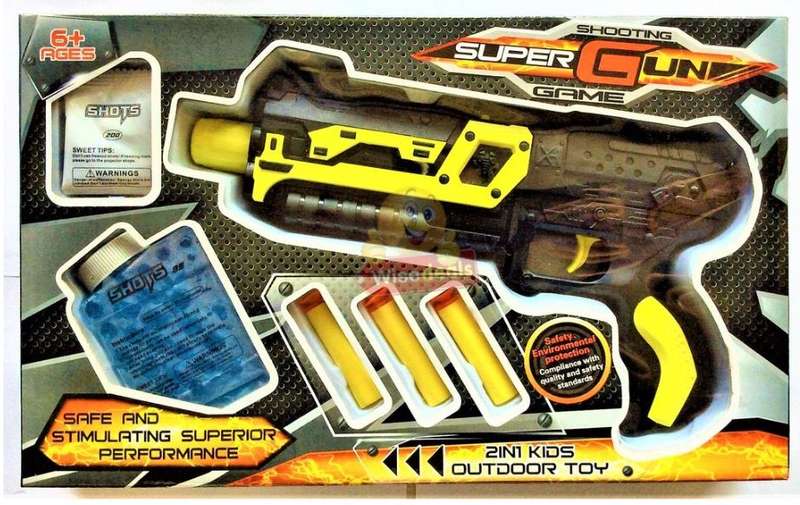 2-in-1 Super Gun, Comes with Soft Foam Bullets as well as 200 Paintball Water Ball Bullets