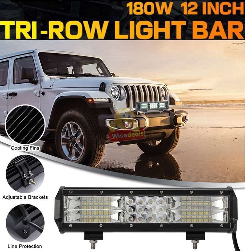 180W Tri-Row Super Bright LED Light Bar, Durable and Easy to Install