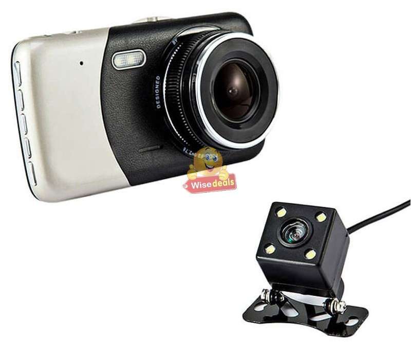 4 Full HD Dual Lens DVR Dashcam, reverse camera, extension cable, G-Sensor, Night Vision, Loop Reco