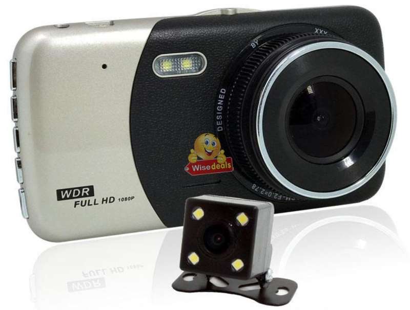 4 Full HD Dual Lens DVR Dashcam, reverse camera, extension cable, G-Sensor, Night Vision, Loop Reco