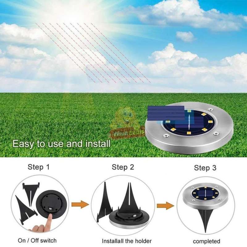 Outdoor Solar Ground Light, Waterproof, Light Sensor, Perfect for Driveway, Pathway, Garden, Patio,