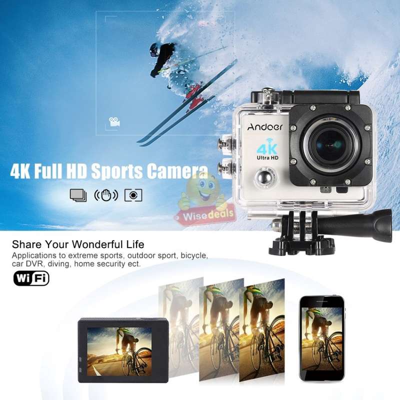 Ultra HD 4K Waterproof WIFI Sport Action Camera, 170° View, 16MP etc.