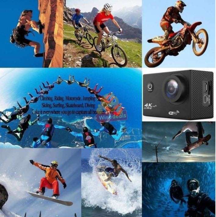 Ultra HD 4K Waterproof WIFI Sport Action Camera, 170° View, 16MP etc.