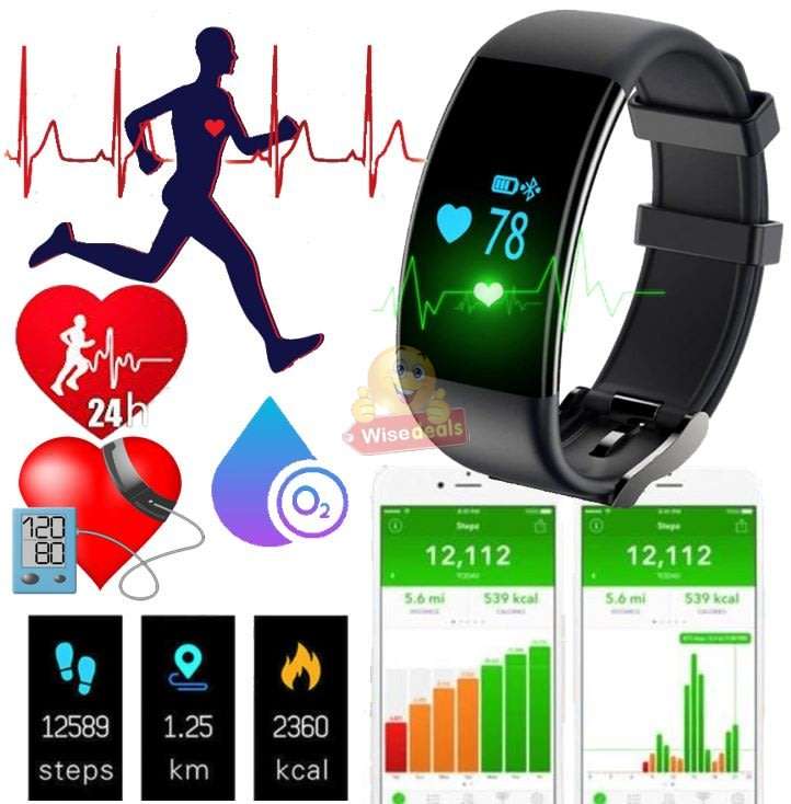 Bluetooth Health Smart Watch - Monitor Heart Rate, Blood Pressure, Blood Oxygen, Calorie, Distance