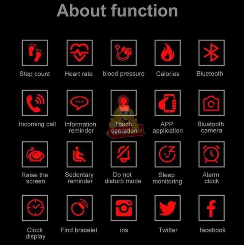 Bluetooth Health Smart Watch - Monitor Heart Rate, Blood Pressure, Blood Oxygen, Calorie, Distance