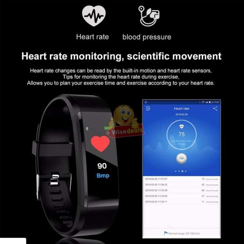 Bluetooth Health Smart Watch - Monitor Heart Rate, Blood Pressure, Blood Oxygen, Calorie, Distance