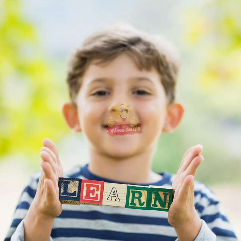 48 PC Wooden Block Set help kids learn count, letters, colours, grouping, stacking, sorting etc.