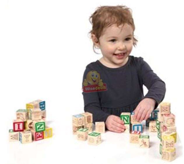 48 PC Wooden Block Set help kids learn count, letters, colours, grouping, stacking, sorting etc.