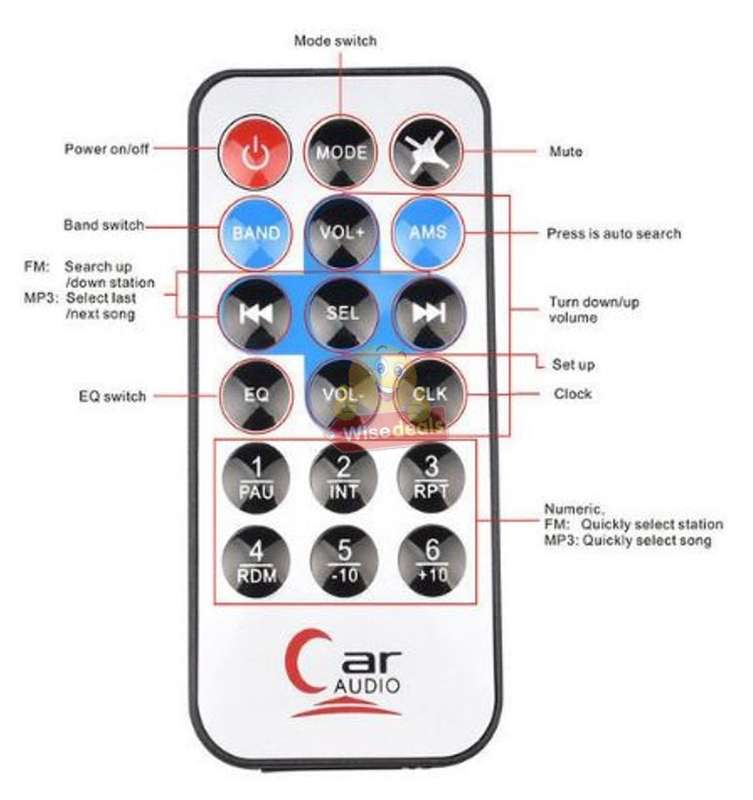 Remote Control Car Radio MP3 Player, Support FM Radio, AUX, USB, SD Card and more...