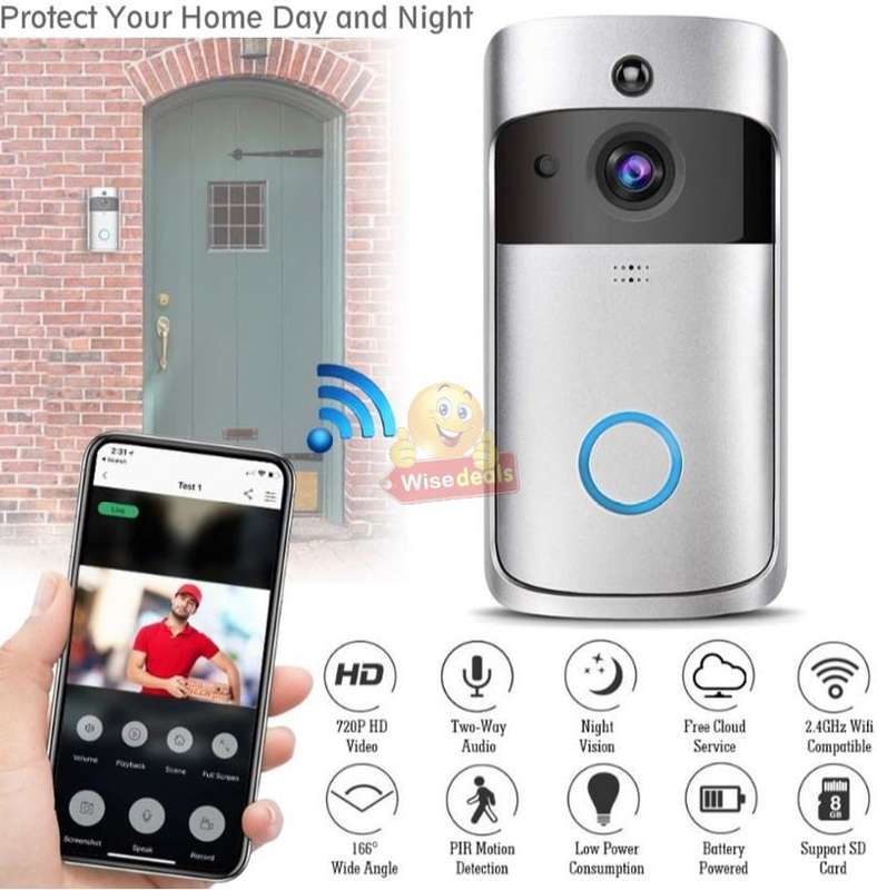 WIFI Video Door Bell - PIR Motion Detection, Real-time & Two-way Intercom, 166° Wide Angle etc