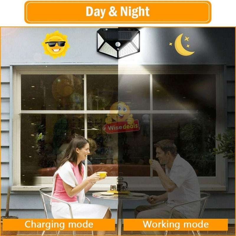 100 LED Super Bright Solar Wall Light, Motion Sensor with 3 Modes, Waterproof & Eco-friendly