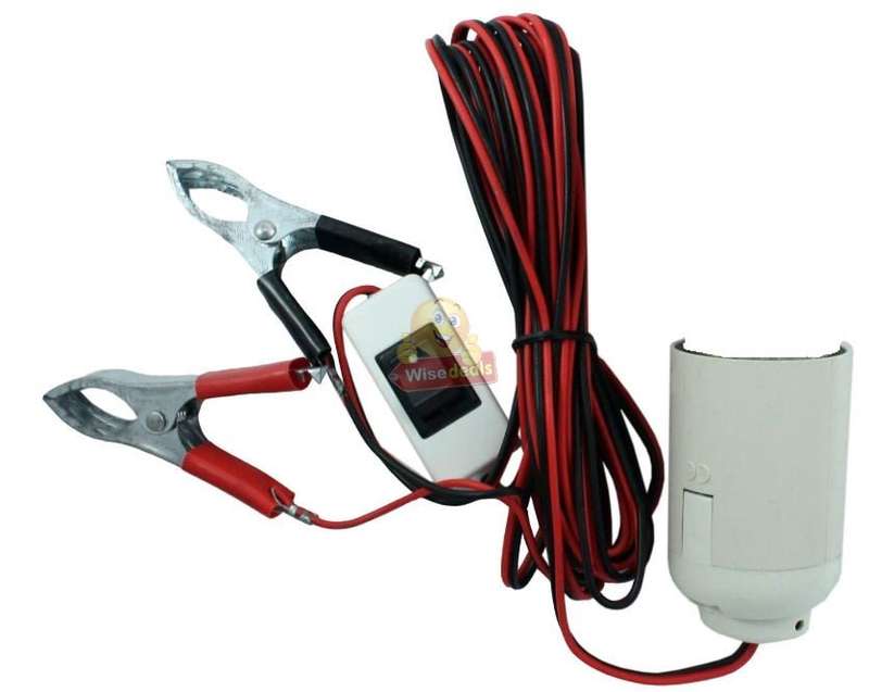 DC 12V E27 7W High Power Light Bulb with Adapter, Wire & Crocodile Clamps