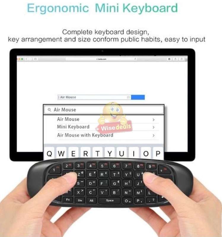 Wireless Air Mouse with Rechargeable Battery, 2-in-1 Keyboard and Mouse, TV, PC, Game Console etc.