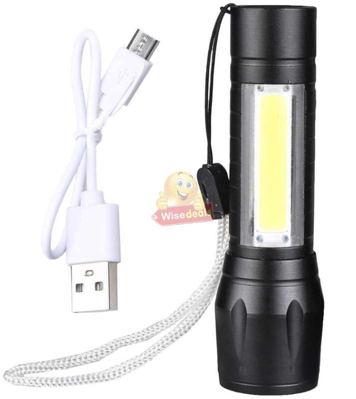 Mini USB LED Rechargeable Flashlight compact in box with 3 modes