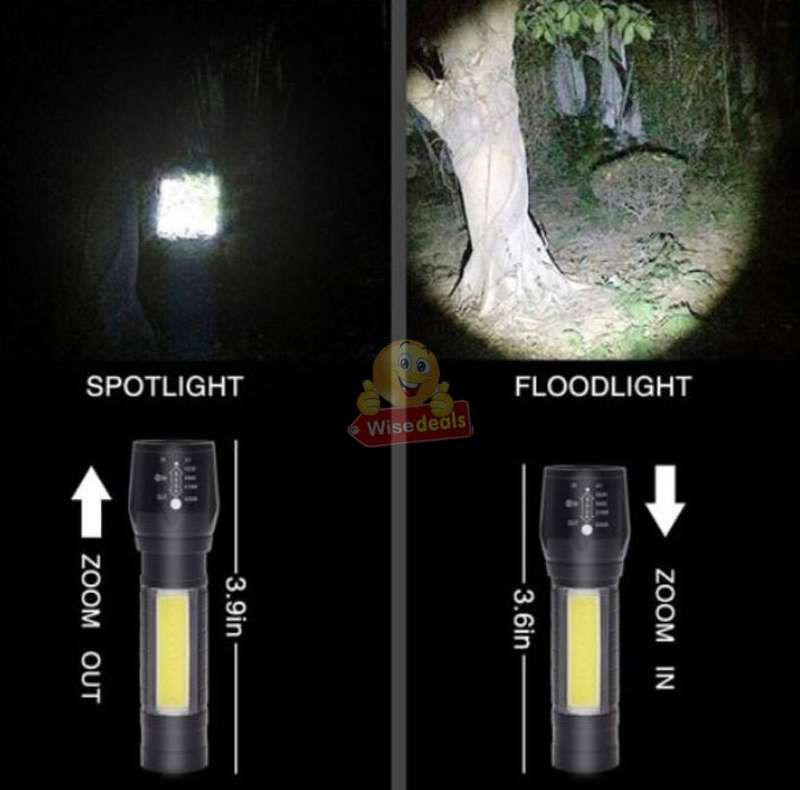 Mini USB LED Rechargeable Flashlight compact in box with 3 modes