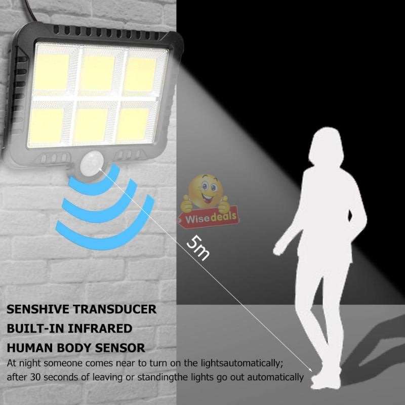 120 LED COB Super Bright Solar Flood Light with Solar Panel, 5m Link Data Line & Screws