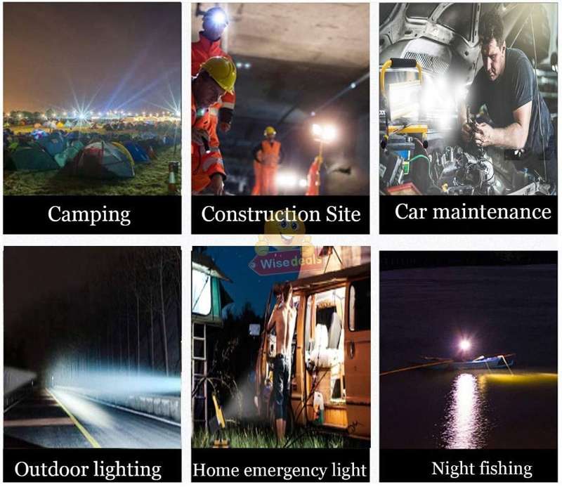Super Bright LED COB 100W Portable Flood Light, 3 Modes, Waterproof, Rechargeable etc