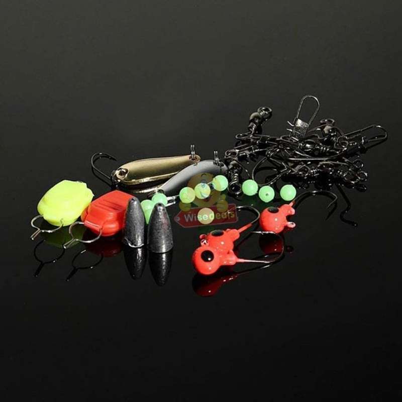 101 Piece Fishing Tackle Lure Bait Kit, comes in a transparent two-layer Box