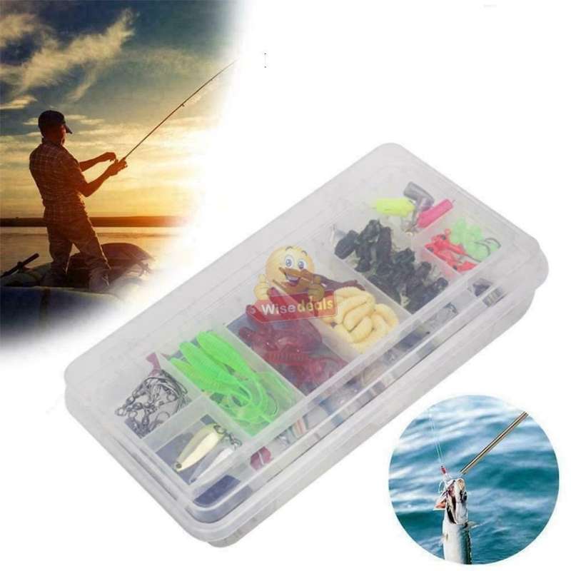 101 Piece Fishing Tackle Lure Bait Kit, comes in a transparent two-layer Box