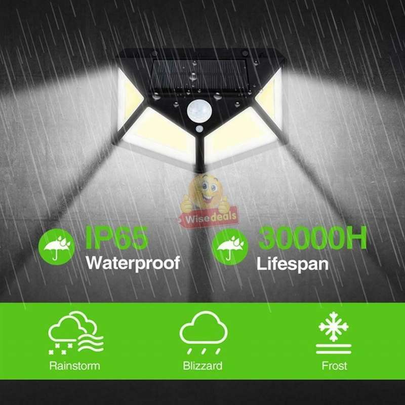 Super Bright 100 LED COB Solar Wall Light with 3 Modes, 600 Lumens, 270°, Waterproof etc