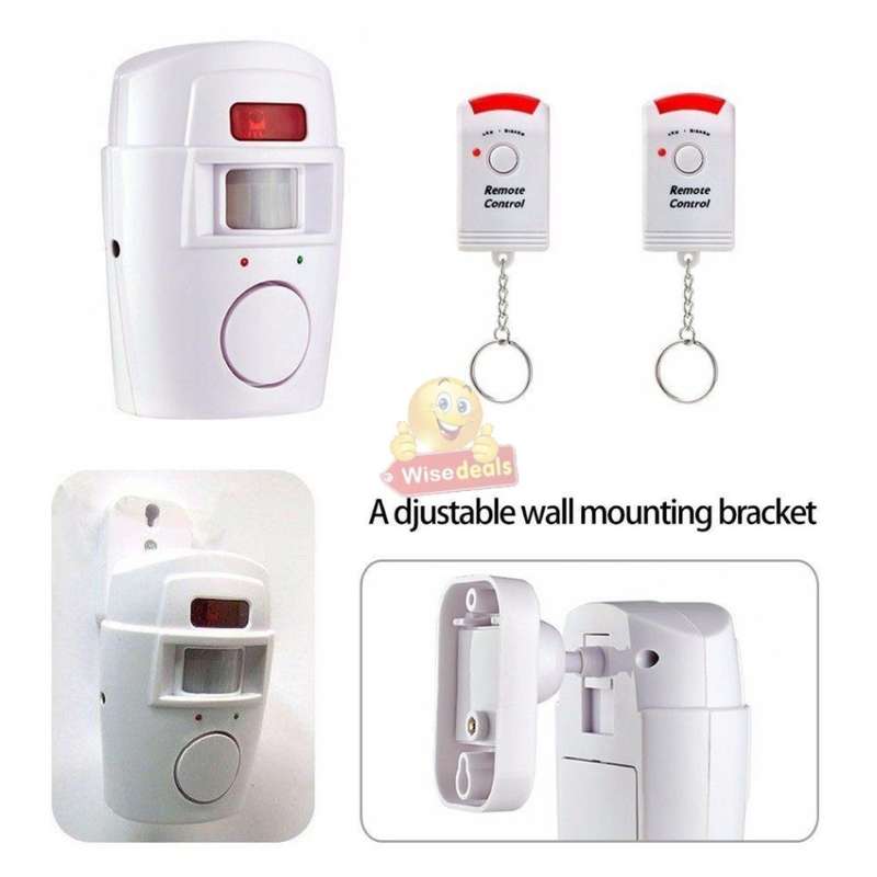 Wireless PIR Motion Sensor Alarm With 2 Remotes & Mount Bracket, Secure your Home