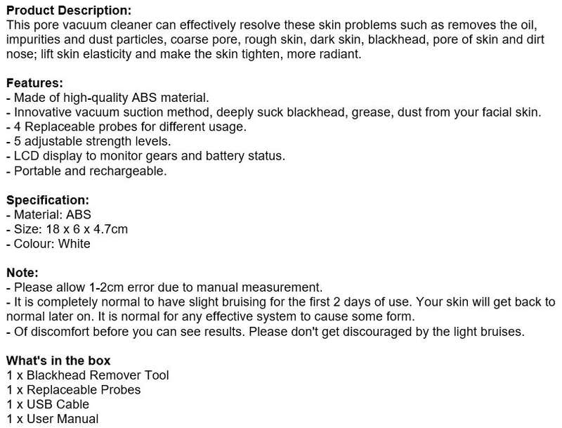 Electric Vacuum Blackhead Remover, Lift skin Elasticity and Make the Skin Tighten, More Radiant