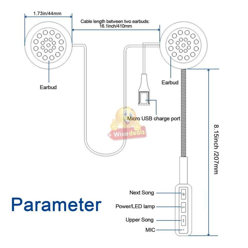 Wireless Bluetooth Headset designed for Motorcycle Riders with Voice Support