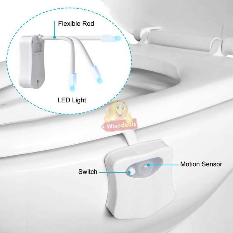 Motion Activated 8 Colour LED Toilet Night Light, Easy Installation & Light Sensitive