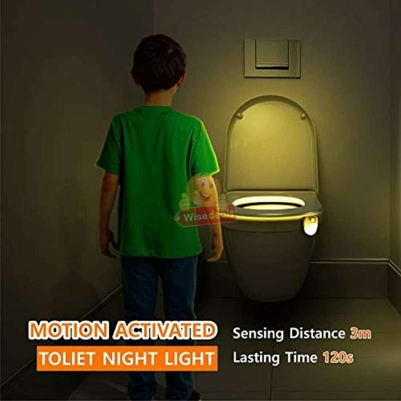 Motion Activated 8 Colour LED Toilet Night Light, Easy Installation & Light Sensitive