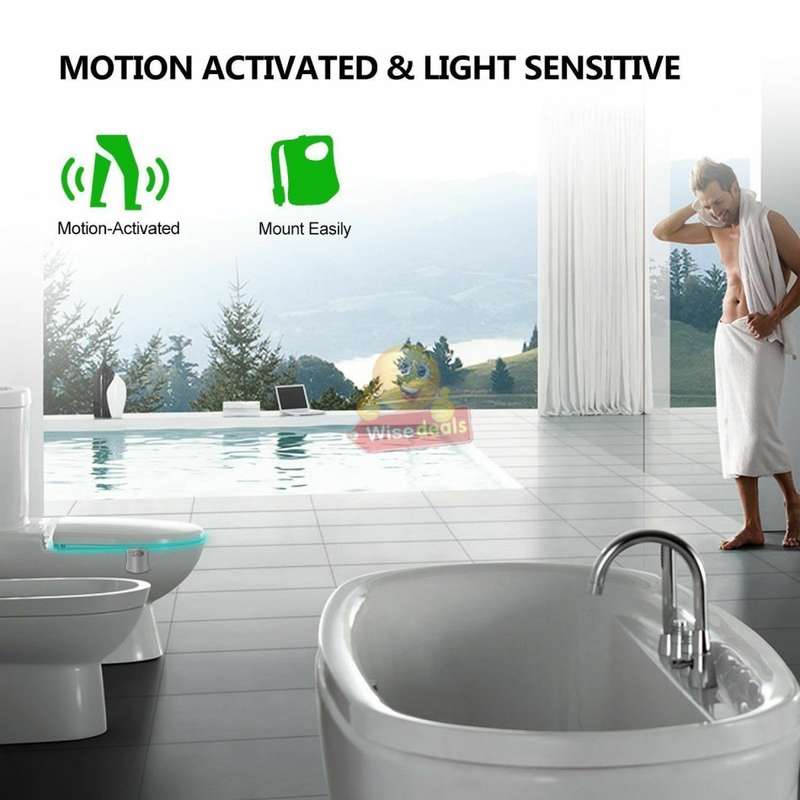 Motion Activated 8 Colour LED Toilet Night Light, Easy Installation & Light Sensitive