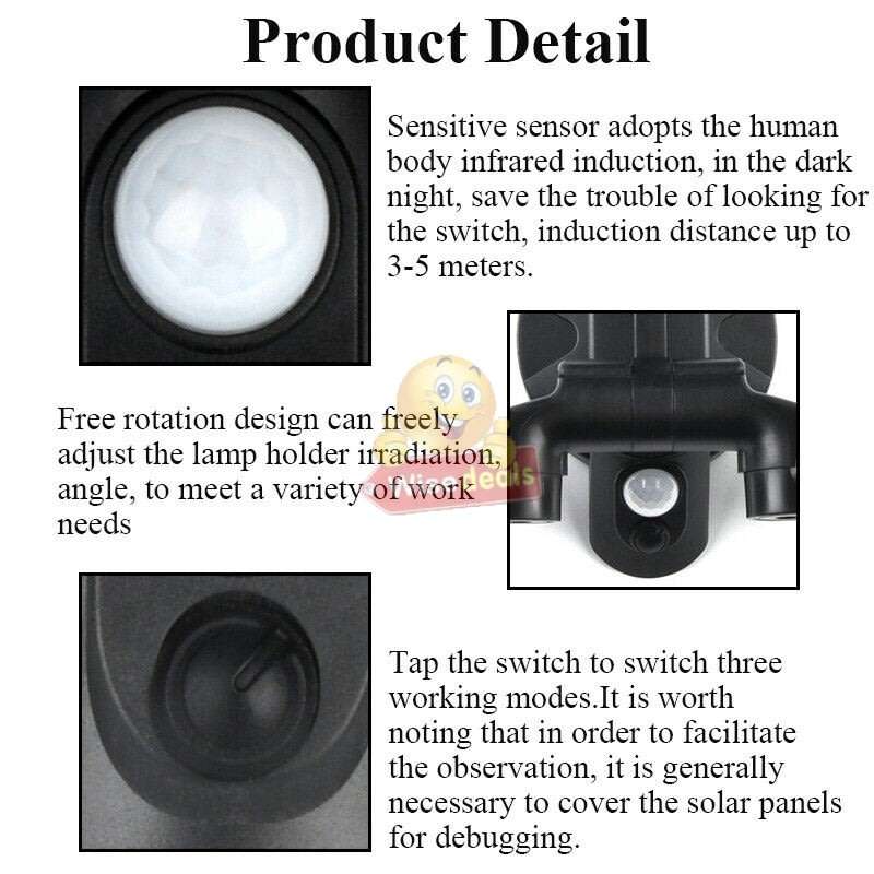 30W Solar Flood Light, 56 LED, 2 adjustable heads, 3 modes, 1500LM, 2000mAH battery