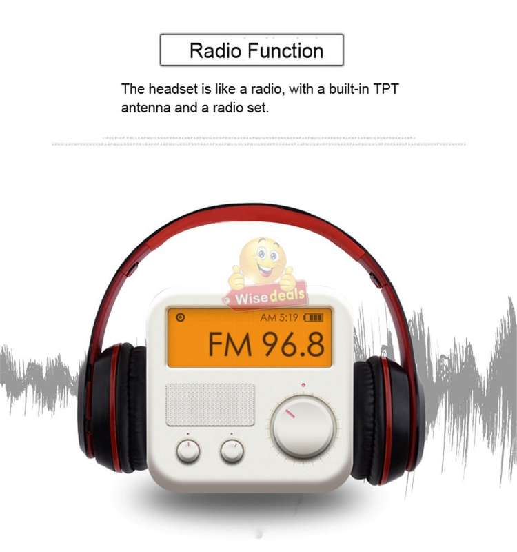 Foldable Wireless Bluetooth Headphones with SD Card function, FM Radio, Song Switching, phone answer
