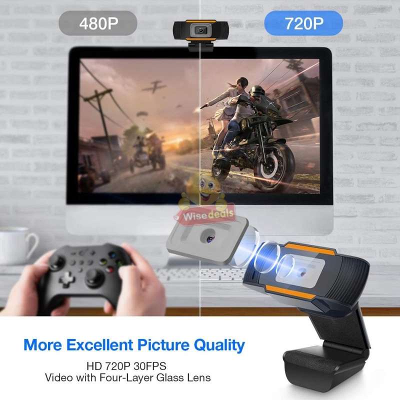 720P Full HD Webcam, High Resolution COMS colour sensors, Video Mode, Auto Focus, Microphone etc.