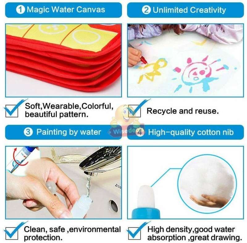 Water Drawing Painting Mat with Magic Pens, No Mess, No Fuss, Only use Water