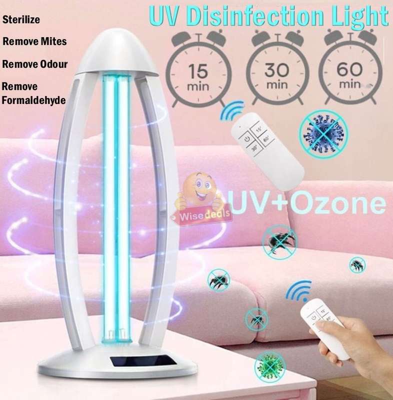 Large UV Disinfection Lamp, Sterilize, Remove Mites, Remove Odors, Remote & Timer Settings