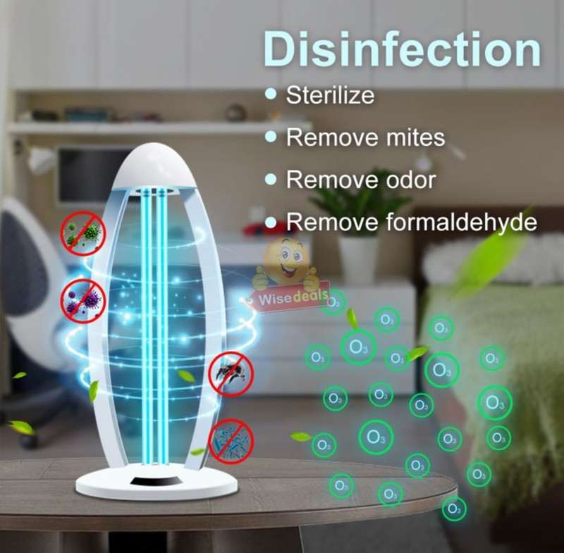 Large UV Disinfection Lamp, Sterilize, Remove Mites, Remove Odors, Remote & Timer Settings