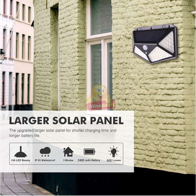 20W 100 LED Super Bright Solar Wall Light, Motion Sensor with 3 Modes, Waterproof & Eco-friendly