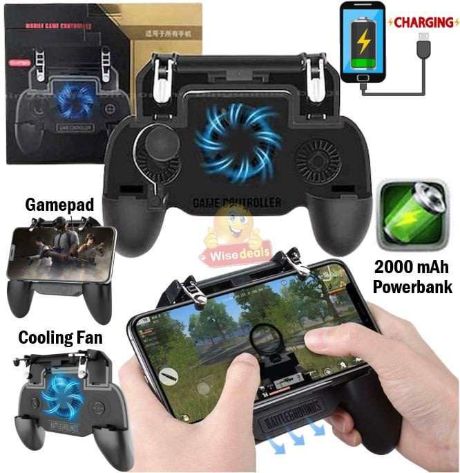 4-IN1 Mobile Game Controller, Works as Gamepad, Gaming Trigger, Phone Charging & Cooling Fan