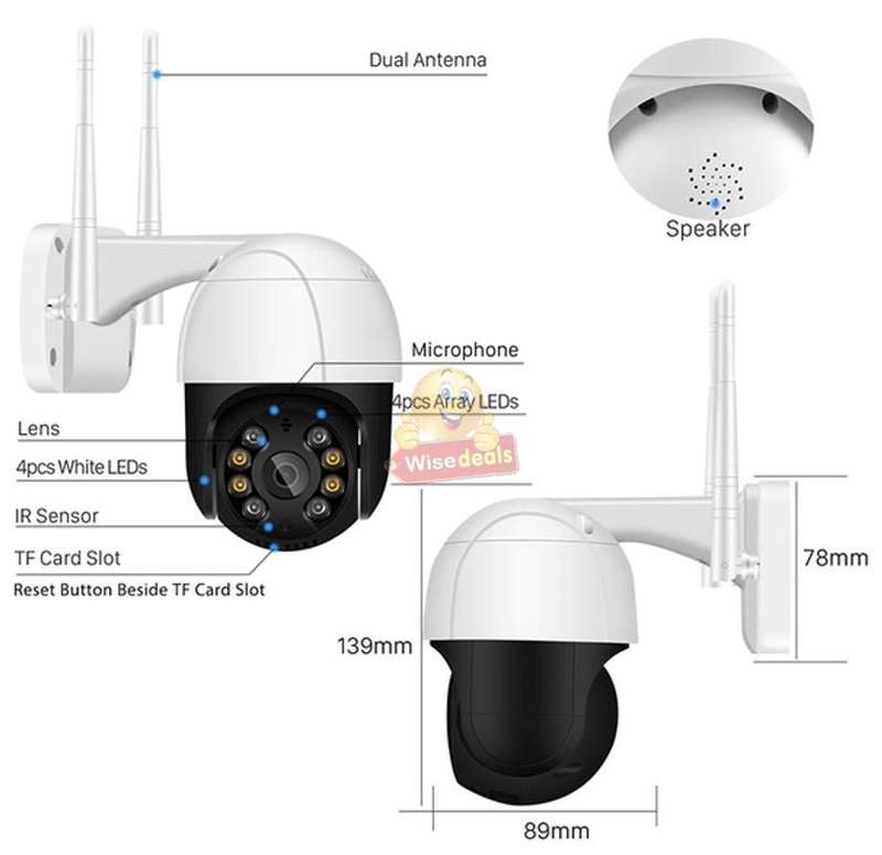 5MP Waterproof Outdoor 4K WIFI Intelligent IP Camera, Motion Detector, Two-way Communication etc.
