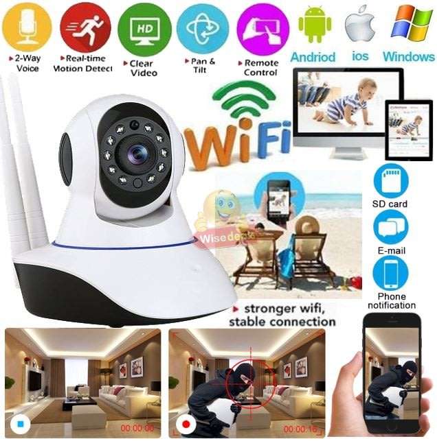 1080P Wireless Dual Antenna WIFI IP Security Surveillance Camera, Support Phone View, Night Vision e