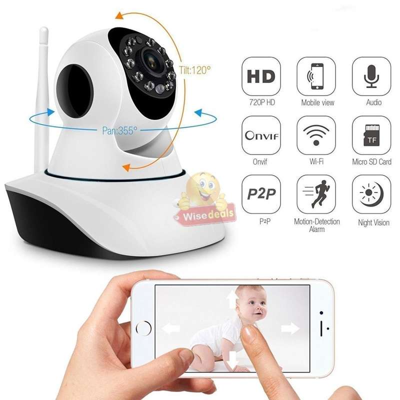 1080P Wireless Dual Antenna WIFI IP Security Surveillance Camera, Support Phone View, Night Vision e